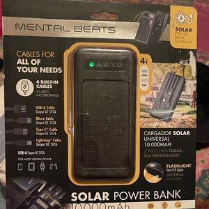 Mental Beats Black Solar Power Bank 10000mAh